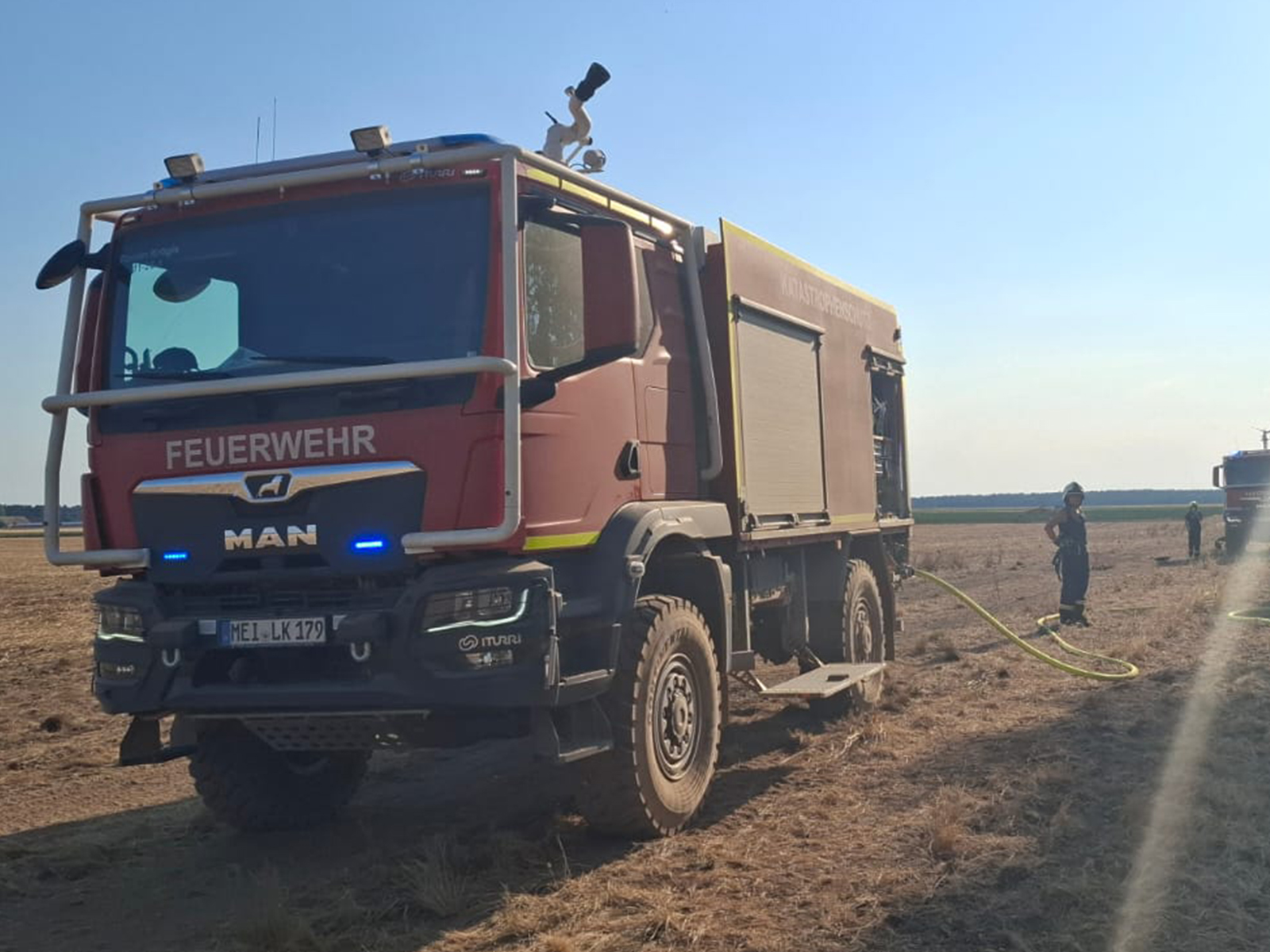 Staubiges Feuerwehrfahrzeug